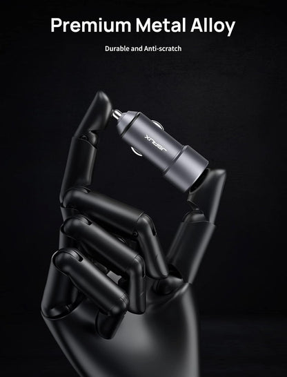 Car Charger, Car USB Charger 36W Fast Charging,  Metal Dual QC 3.0 Car Adapter with USB-C Cable[3.3Ft] Compatible with Samsung Galaxy S10/S9/S8 Plus, Note 9/8, Iphone 7/8/X/Xr-Grey