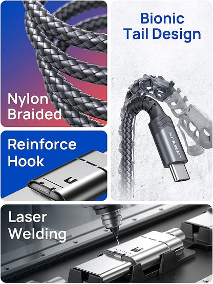 Car Charger, Car USB Charger 36W Fast Charging,  Metal Dual QC 3.0 Car Adapter with USB-C Cable[3.3Ft] Compatible with Samsung Galaxy S10/S9/S8 Plus, Note 9/8, Iphone 7/8/X/Xr-Grey