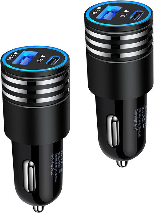 Fast Charging USB C Car Charger for Iphone 16E 16 15 14 13 12 Pro Max SE XR XS X Samsung Galaxy S25 S24 S23 S22 S21 Google Pixel 9/8A/8 Pro/7A/7 Pro/6A/6/5/4A/4/3,2Pack 30W PD+2.4A Type C Car Adapter