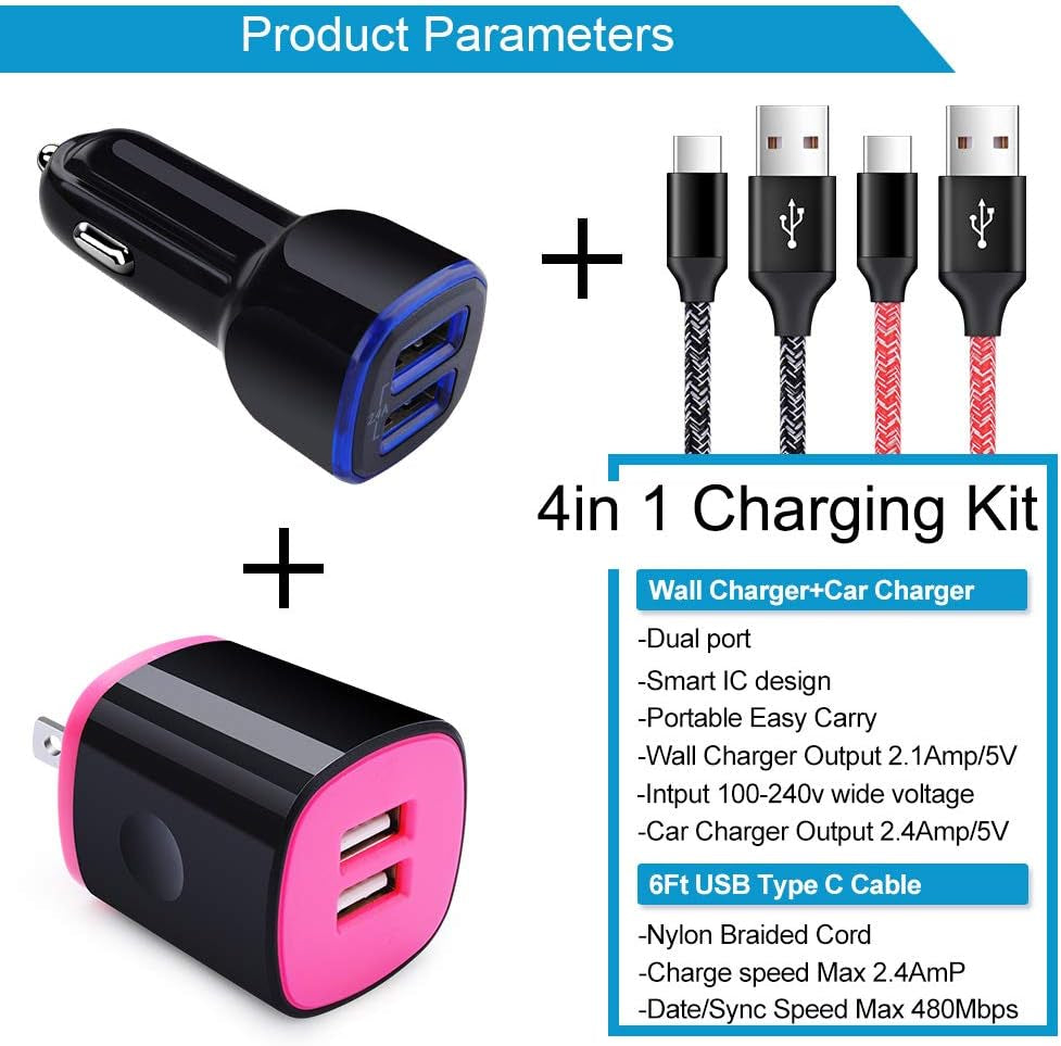 Type C Charger Cable Fast Charging Wall Charger,Car Adapter,Usb C Cable